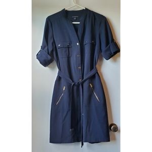 Navy Button Down Dress